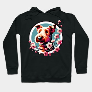 Joyful Irish Terrier Amidst Spring Cherry Blossoms Hoodie